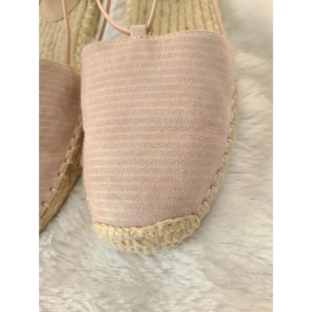 Eileen Fisher Womens Suede Metallic Stripe Espadrille Flats Blush Pink Size 8.5